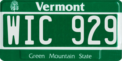 VT license plate WIC929