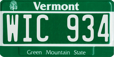 VT license plate WIC934