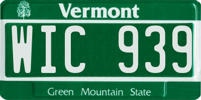 VT license plate WIC939