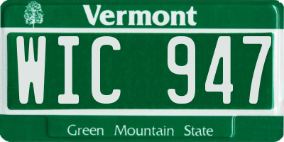 VT license plate WIC947