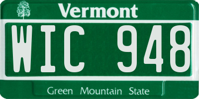 VT license plate WIC948