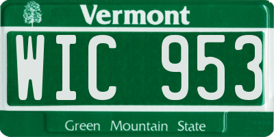 VT license plate WIC953