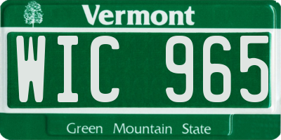 VT license plate WIC965