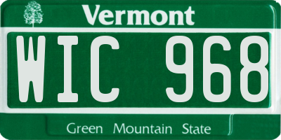 VT license plate WIC968