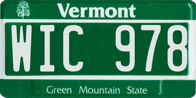 VT license plate WIC978