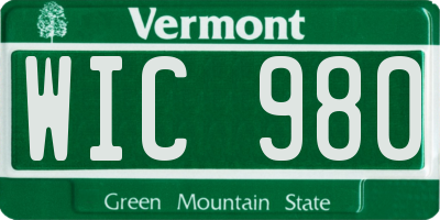 VT license plate WIC980