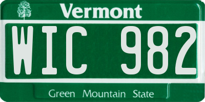 VT license plate WIC982