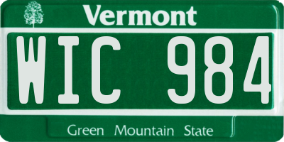VT license plate WIC984