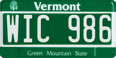 VT license plate WIC986
