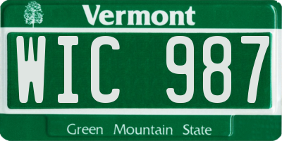 VT license plate WIC987