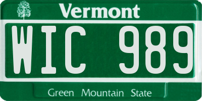 VT license plate WIC989