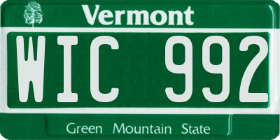 VT license plate WIC992