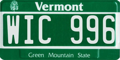 VT license plate WIC996