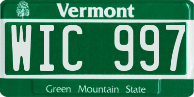 VT license plate WIC997