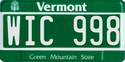 VT license plate WIC998