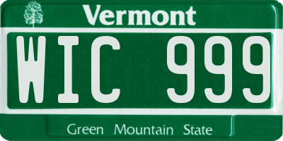 VT license plate WIC999