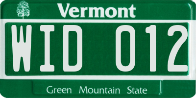 VT license plate WID012