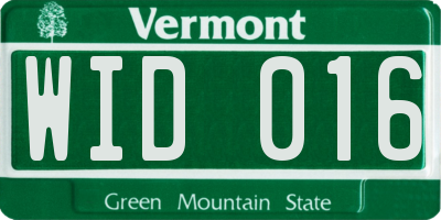 VT license plate WID016
