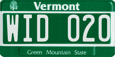 VT license plate WID020