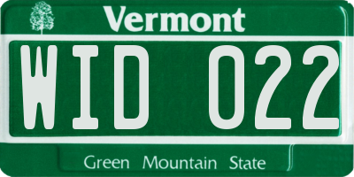VT license plate WID022