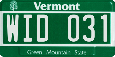 VT license plate WID031