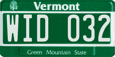 VT license plate WID032