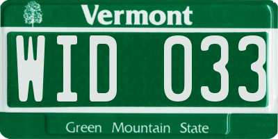 VT license plate WID033