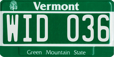 VT license plate WID036