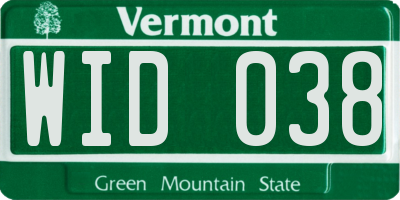 VT license plate WID038