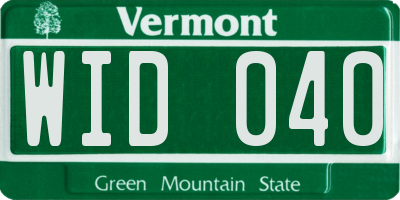 VT license plate WID040