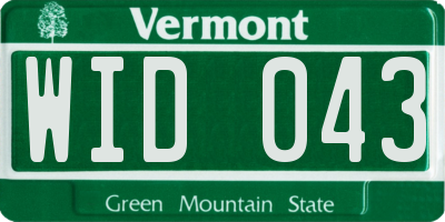 VT license plate WID043