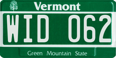 VT license plate WID062