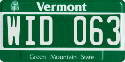 VT license plate WID063