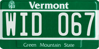 VT license plate WID067