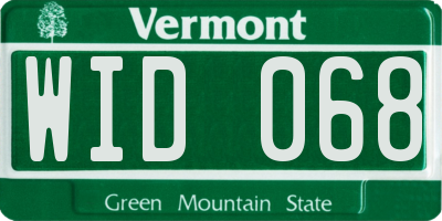 VT license plate WID068