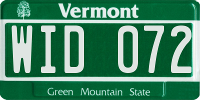 VT license plate WID072