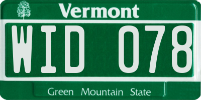 VT license plate WID078
