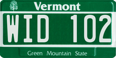 VT license plate WID102
