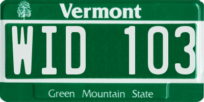 VT license plate WID103