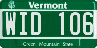 VT license plate WID106