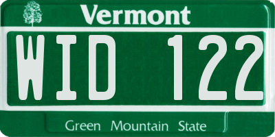 VT license plate WID122