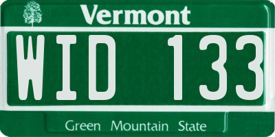 VT license plate WID133