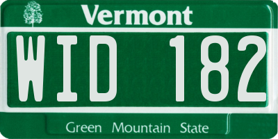 VT license plate WID182