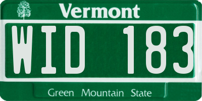 VT license plate WID183