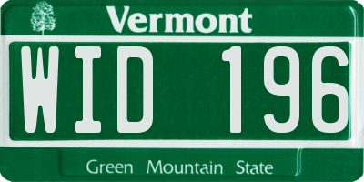VT license plate WID196
