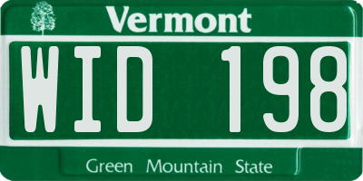 VT license plate WID198