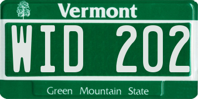 VT license plate WID202