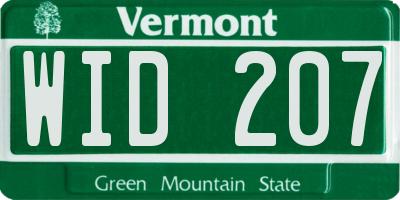 VT license plate WID207