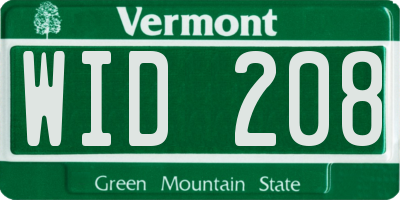 VT license plate WID208