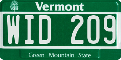 VT license plate WID209